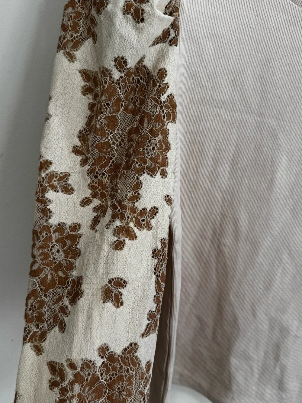 Anthropologie DOLAN Puff-Sleeve Top Cream floral small